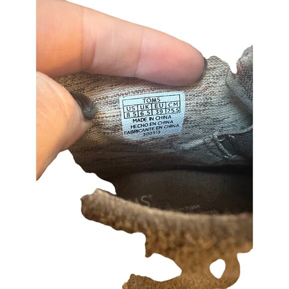 Toms Desert Taupe Suede Wedge Heel Lace Up Booties Size 8.5 - Picture 6 of 7